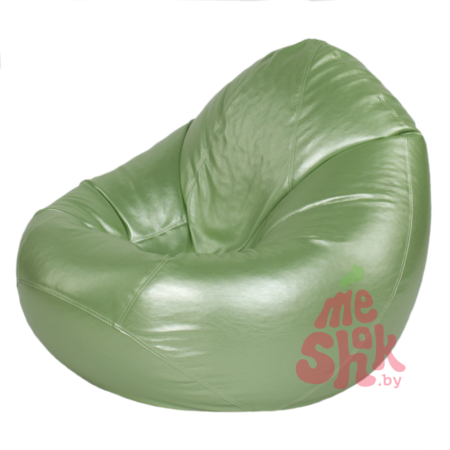 Кресло-мешок из экокожи Серебристо-зеленое
