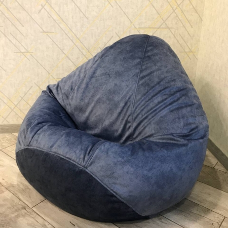 Кресло-мешок из велюра в цвете синий