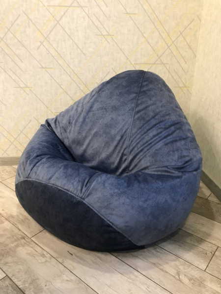 Кресло-мешок из велюра в цвете синий
